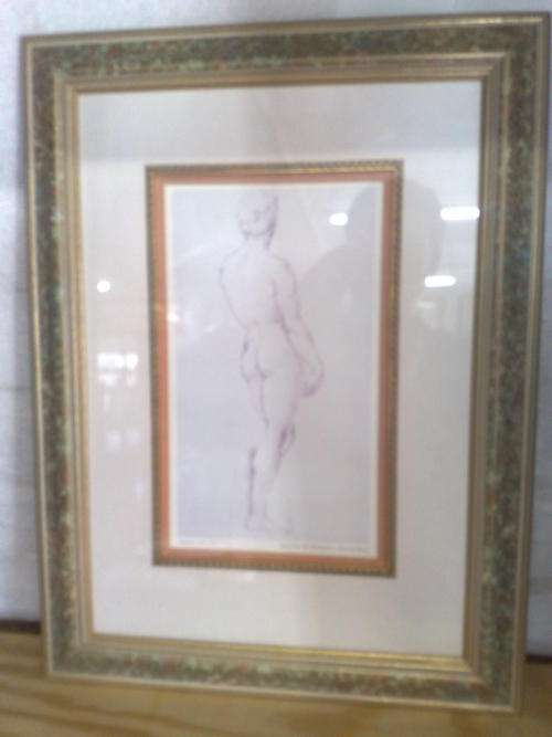 REPRO SKETCH PRINT OF RAPHAEL 1483 - 1520 BACK VIEW OF MICHAELANGELO'S STATUE OF DAVID