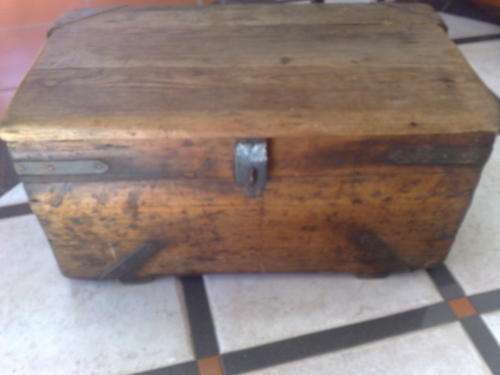 ANCIENT OREGON PINE KIST WITH AWESOME METAL WORK