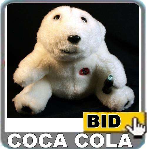 R1 Auction ( Coca Cola Polar Bear Doll ) 18Cm High+-. Cleanedd