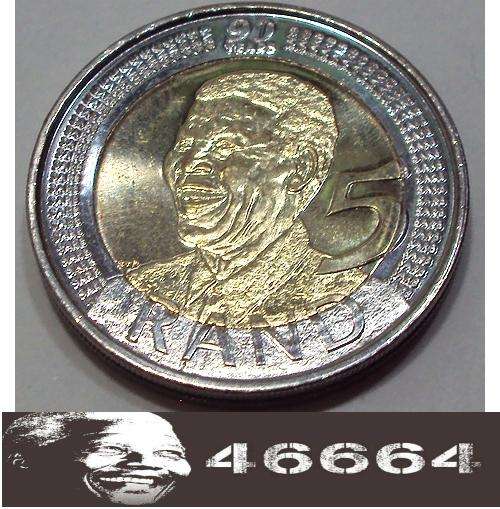 ( Error circle DENT Coin ) UNC Mandela 2008 R5