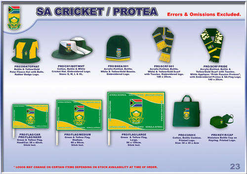 SA PROTEAS FLAGS AND BEANIES