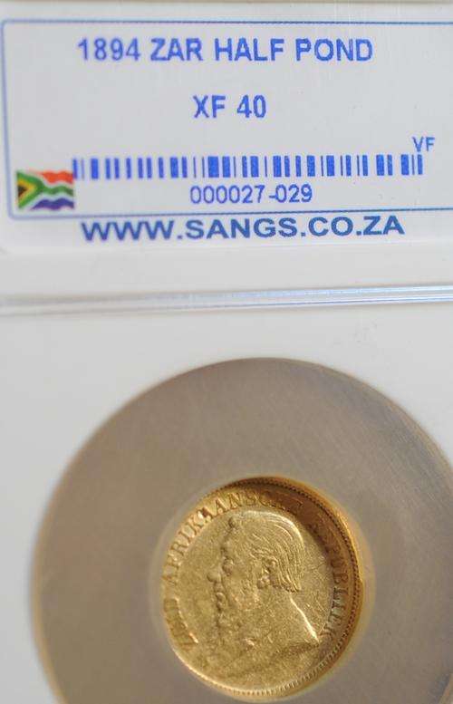 1894 ZAR GOLD KRUGER HALF POND GRADED XF40 ONLY 39 187 EVER MINTED INVEST NOW