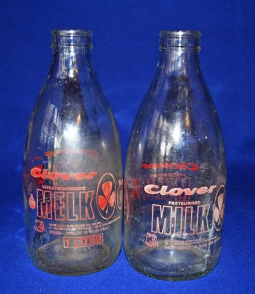 Vintage Clover  Milk Bottles - 1 Litre (Two)