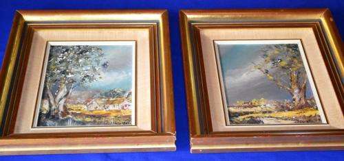 A Set of Two Barbara Ploner Oil on Board , Signed