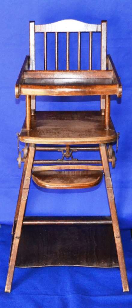 Antique  Victorian Oak High Chair / Activity Table