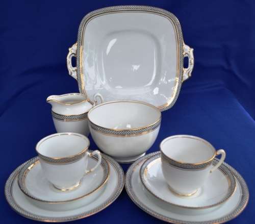 Royal Stafford - Tea for Two - Two Trios, Large Cake Plate, Sugar Bowl and Creamer