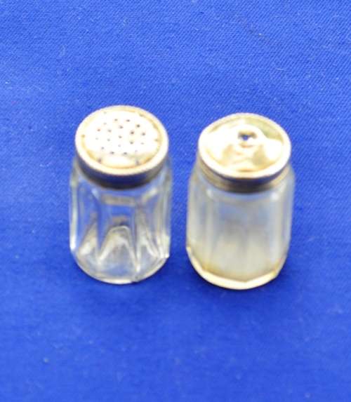 Vintage Glass and Sterling Silver individual Salt and Pepper Shakers