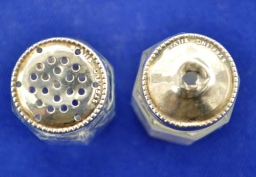 Vintage Glass and Sterling Silver individual Salt and Pepper Shakers