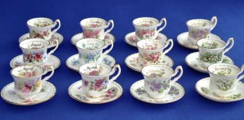 Amazing! The COMPLETE Collection of ROYAL ALBERT MINIATURE  Flower of the Month Cups and Saucers