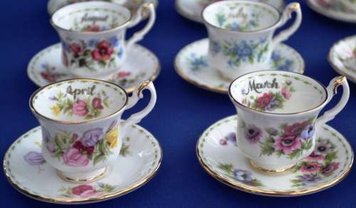 Amazing! The COMPLETE Collection of ROYAL ALBERT MINIATURE  Flower of the Month Cups and Saucers
