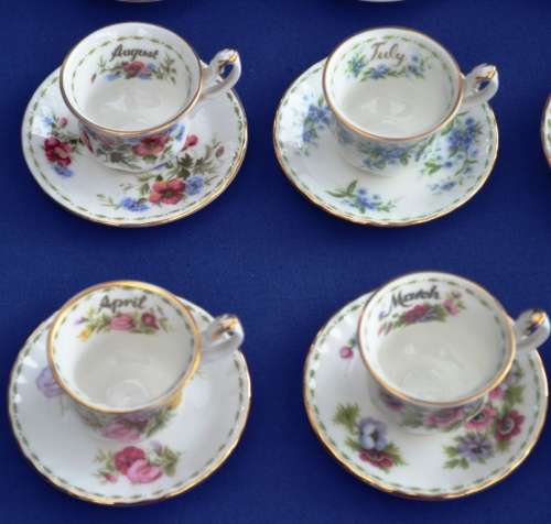 Amazing! The COMPLETE Collection of ROYAL ALBERT MINIATURE  Flower of the Month Cups and Saucers