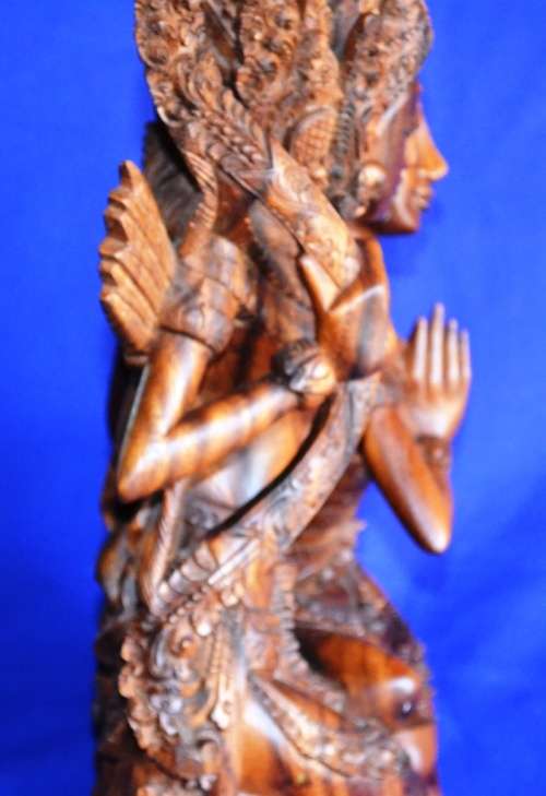 Hand Carved Wooden Sculpture - Rama and Sita's Eternal Love