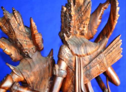 Hand Carved Wooden Sculpture - Rama and Sita's Eternal Love
