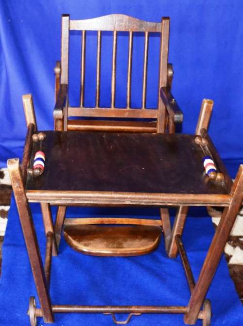 Antique  Victorian Oak High Chair / Activity Table