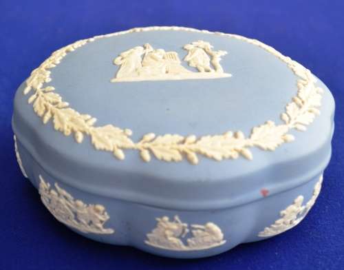 Wedgewood Blue Jasperware Trinket Bowl with Lid