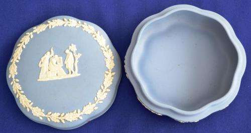 Wedgewood Blue Jasperware Trinket Bowl with Lid