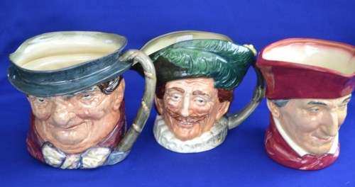 Royal Doulton Character Jugs Large - "Tony Weller", "The Cavalier" and "The Cardinal"