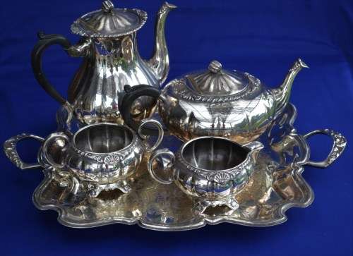 Louis Plate Tea/Coffee Set on Tray - Five Pieces