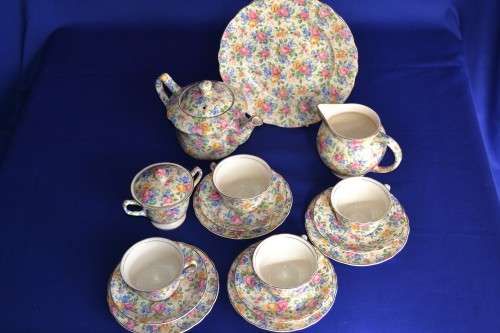 James Kent Chintz Tea Set "Rosalynde"  c1930- 16 Pieces