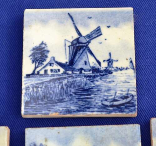 Set of Five Delft Mini Ceramic Tiles