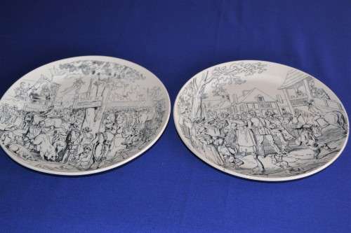 Creil et Montereau - Set of Two Talking Plates c1876--Rare