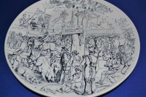 Creil et Montereau - Set of Two Talking Plates c1876--Rare