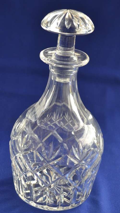 Webb Corbett Crystal Decanter &  Stuart Crystal Glasses on Silver Plate Drinks Tray - 14 Pieces