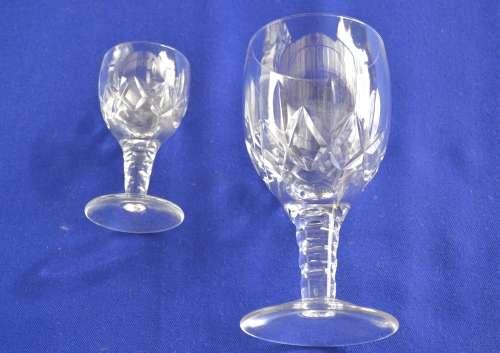 Webb Corbett Crystal Decanter &  Stuart Crystal Glasses on Silver Plate Drinks Tray - 14 Pieces
