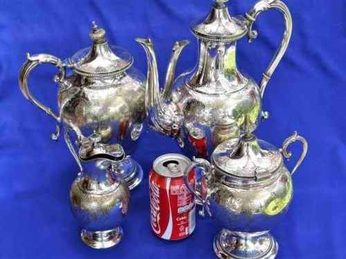 Antique Victorian Style Plated German Silver Tea Set - Four Pieces