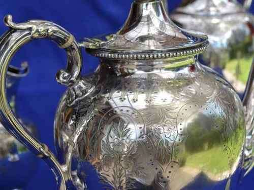 Antique Victorian Style Plated German Silver Tea Set - Four Pieces
