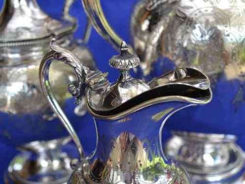 Antique Victorian Style Plated German Silver Tea Set - Four Pieces