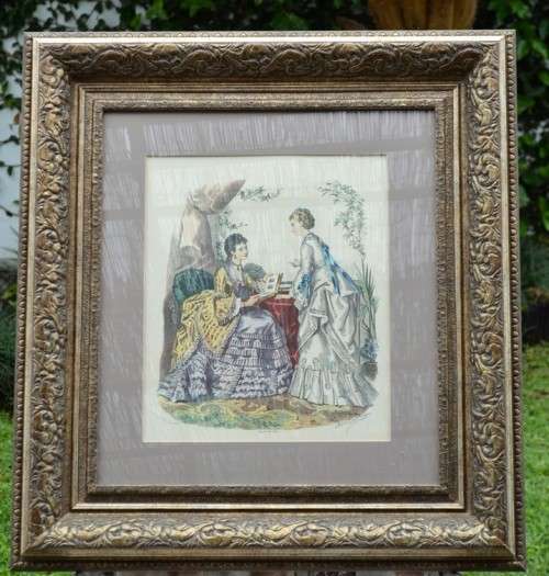 Victorian Era Print  -signed -GREAT FRAME