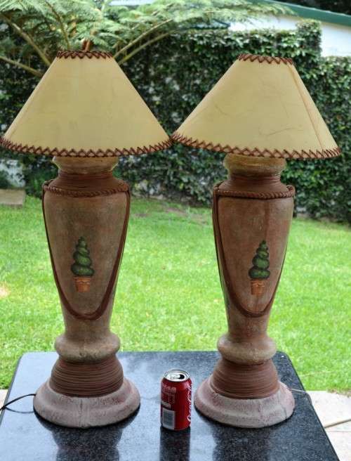 Two Large Vintage Lamps with Shades