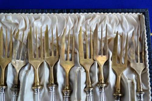Silver German Cake/Pie forks - 14 Pieces