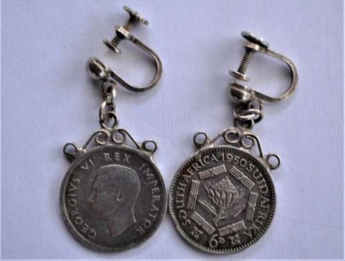 6d Silver Coin Earrings  Vintage