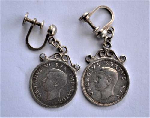 6d Silver Coin Earrings  Vintage