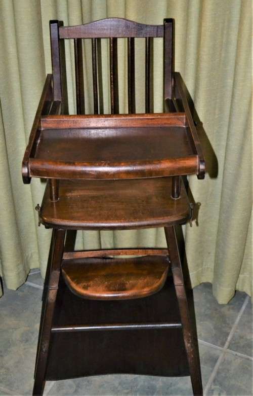 Antique  Victorian Oak High Chair / Activity Table