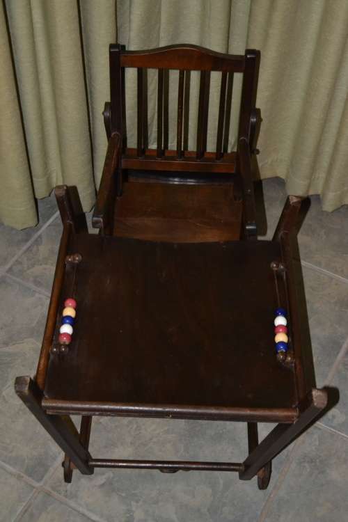 Antique  Victorian Oak High Chair / Activity Table