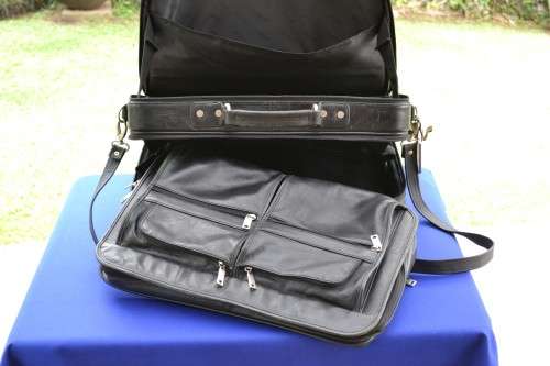 Busby Mobile Office Laptop Leather Case - Pull Along