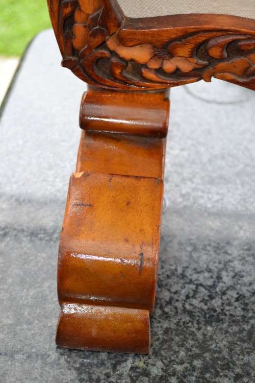 Antique Needlepoint Fire Screen - Carved Frame