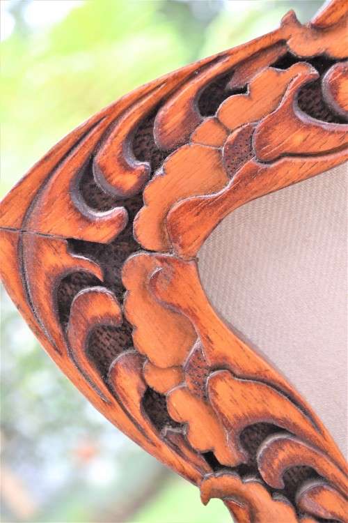 Antique Needlepoint Fire Screen - Carved Frame