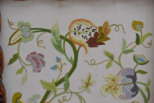 Antique Needlepoint Fire Screen - Carved Frame