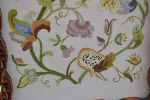 Antique Needlepoint Fire Screen - Carved Frame