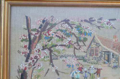 Vintage Needlepoint - Framed behind Glass