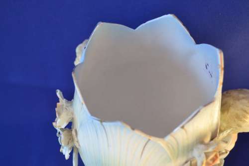 Vintage Bisque Porcelain Three Cherub and Floral Vase