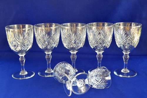 Webb Corbett Cut Crystal Wine and Sherry Glasses