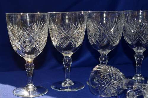 Webb Corbett Cut Crystal Wine and Sherry Glasses