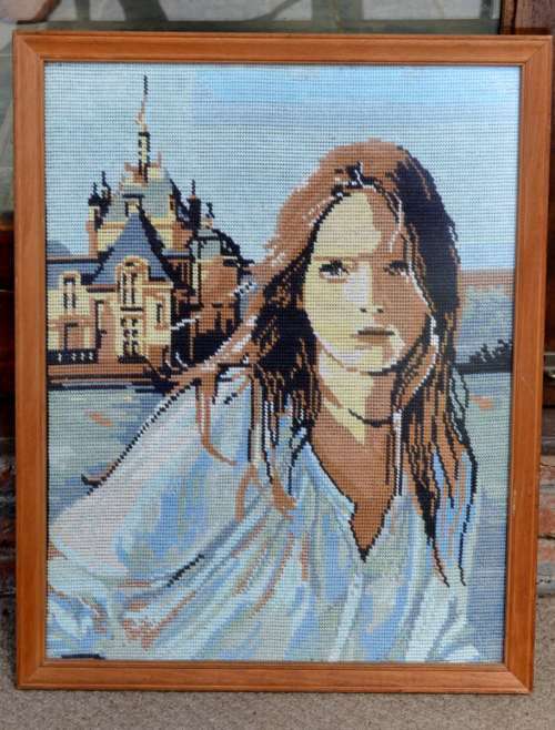 Tapestry Framed Behind Glass