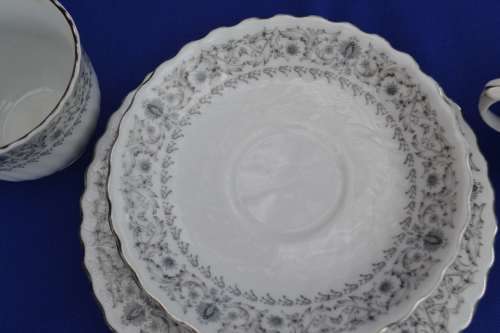 Three Pretty Tea Trios with Platinum Rim