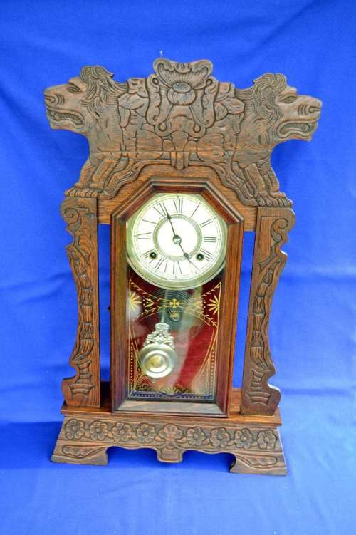 Antique Ansonia Wooden Mantle Clock